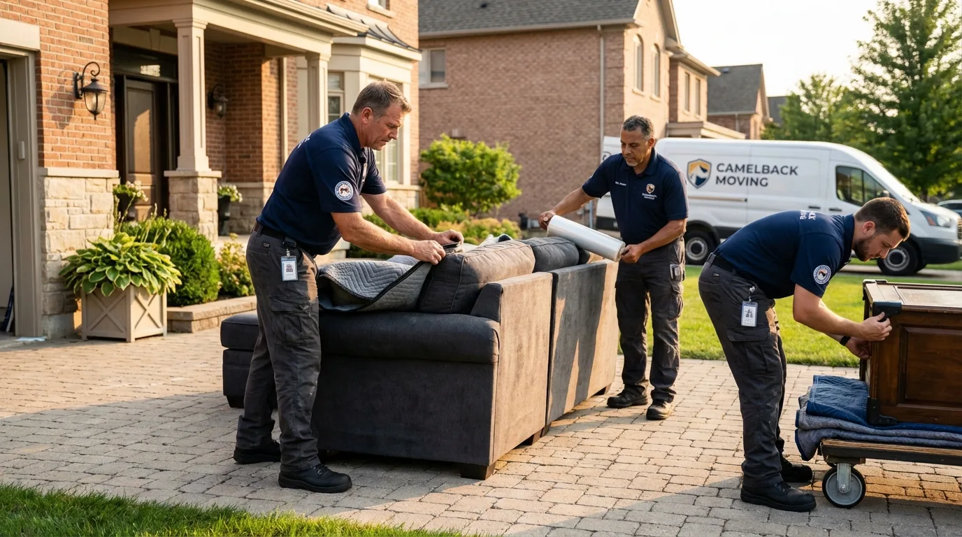 Large estate moving crew wrapping furniture in Sweet Springs, MO